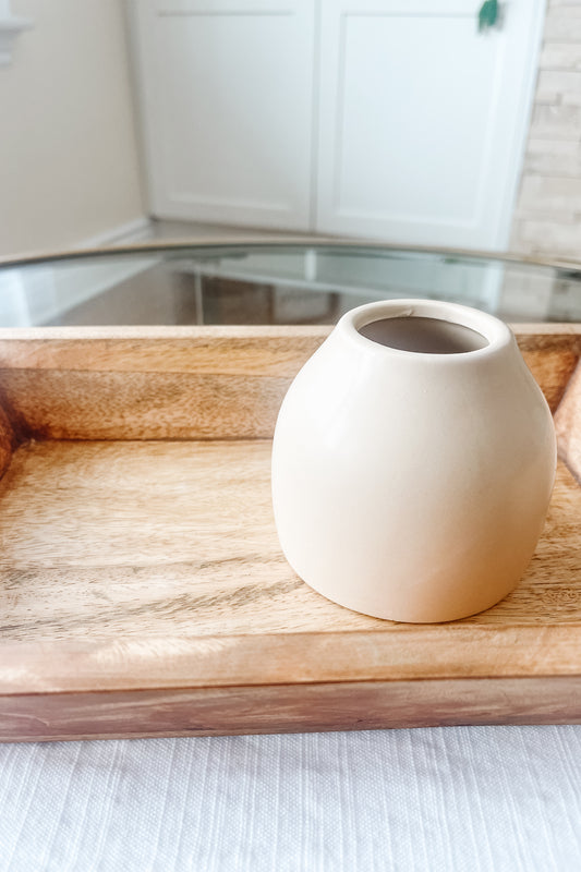 Cream Wide-Mouth Vase – Modern Decorative Vase for Floral & Home Décor - The Scented Market  Vases   