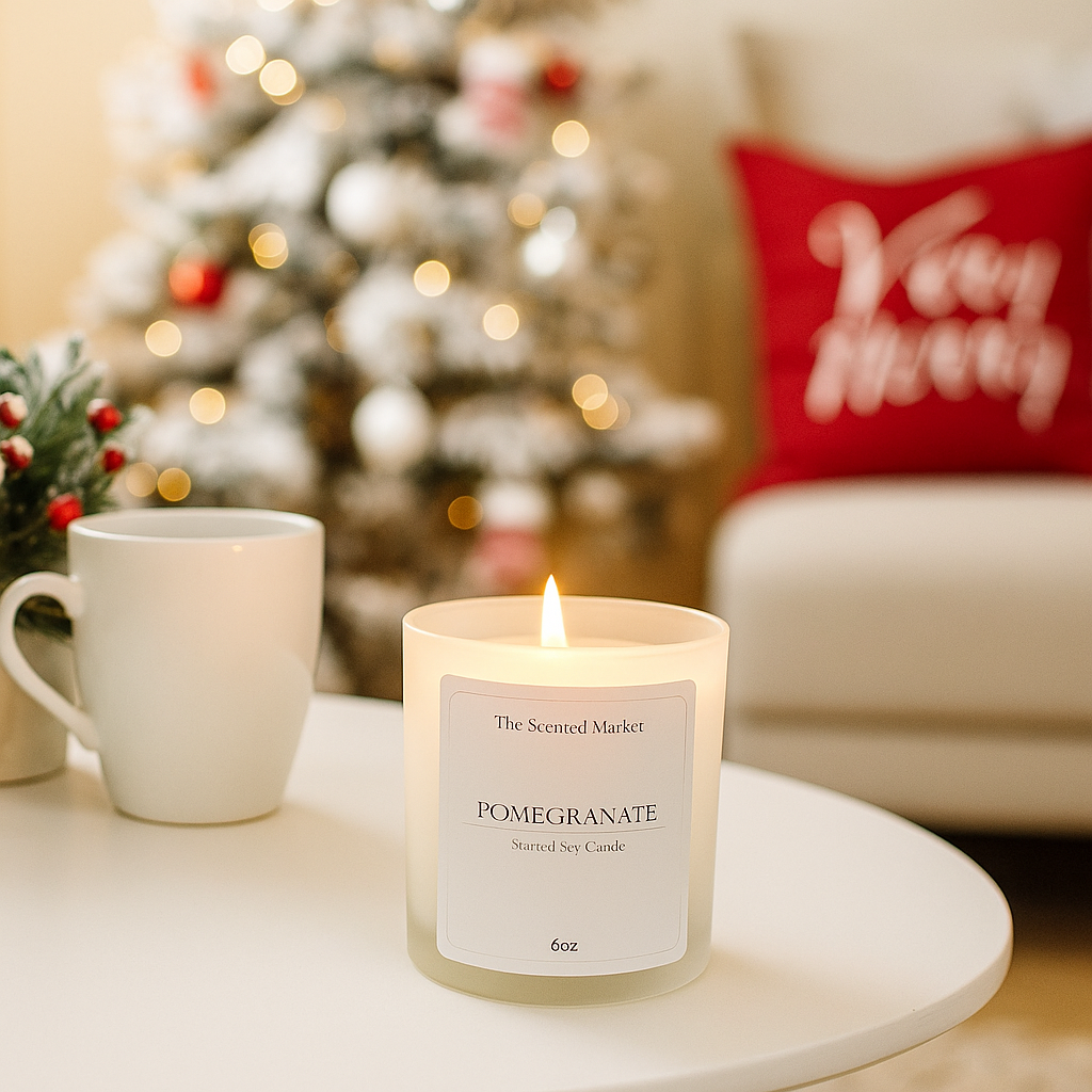 Crisp POMEGRANATE Soy Wax Candle - The Scented Market  Candles   