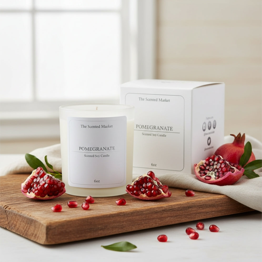 Crisp POMEGRANATE Soy Wax Candle - The Scented Market  Candles   