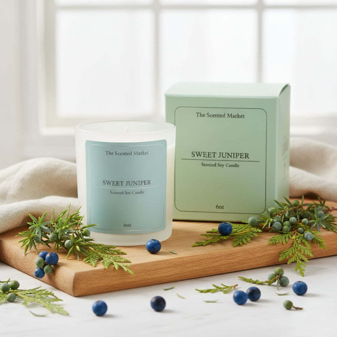 Crisp SWEET JUNIPER Soy Wax Candle - The Scented Market  Candles   