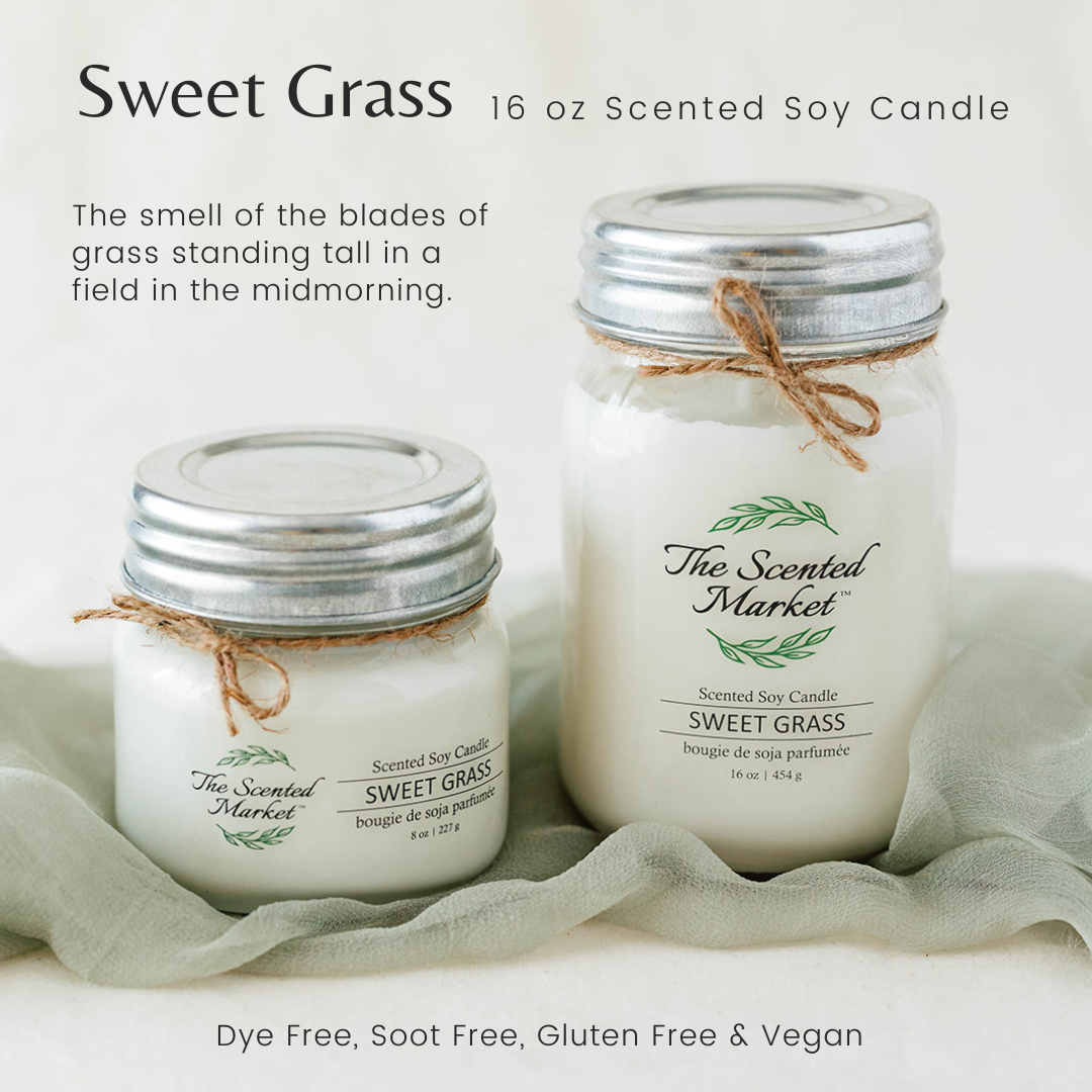 SWEET GRASS Soy Wax Candle 16 oz - The Scented Market 