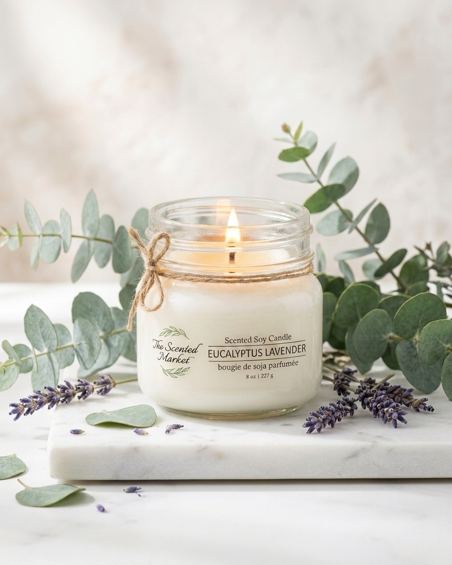 EUCALYPTUS LAVENDER Soy Wax Candle 8 oz