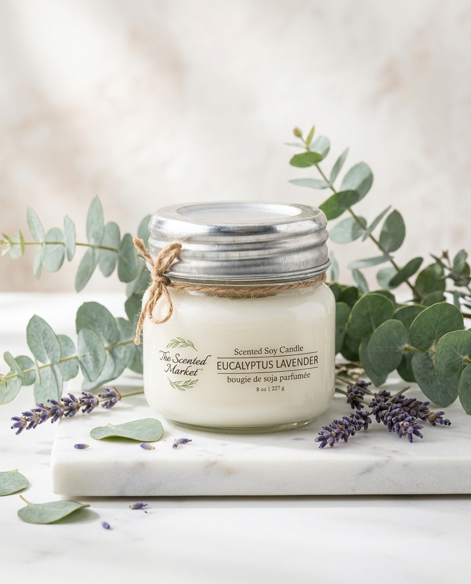EUCALYPTUS LAVENDER Soy Wax Candle 8 oz