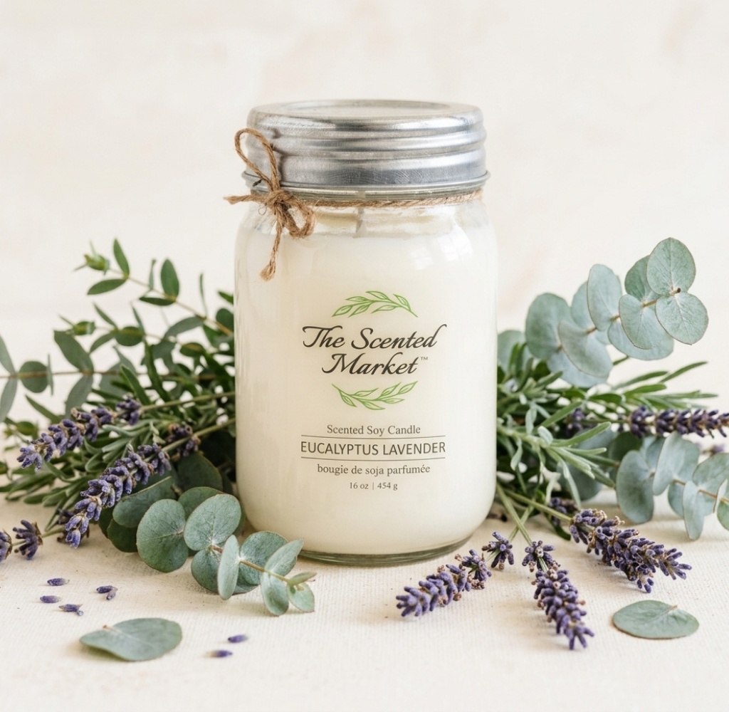 EUCALYPTUS LAVENDER Bougie de cire de soja 16 oz