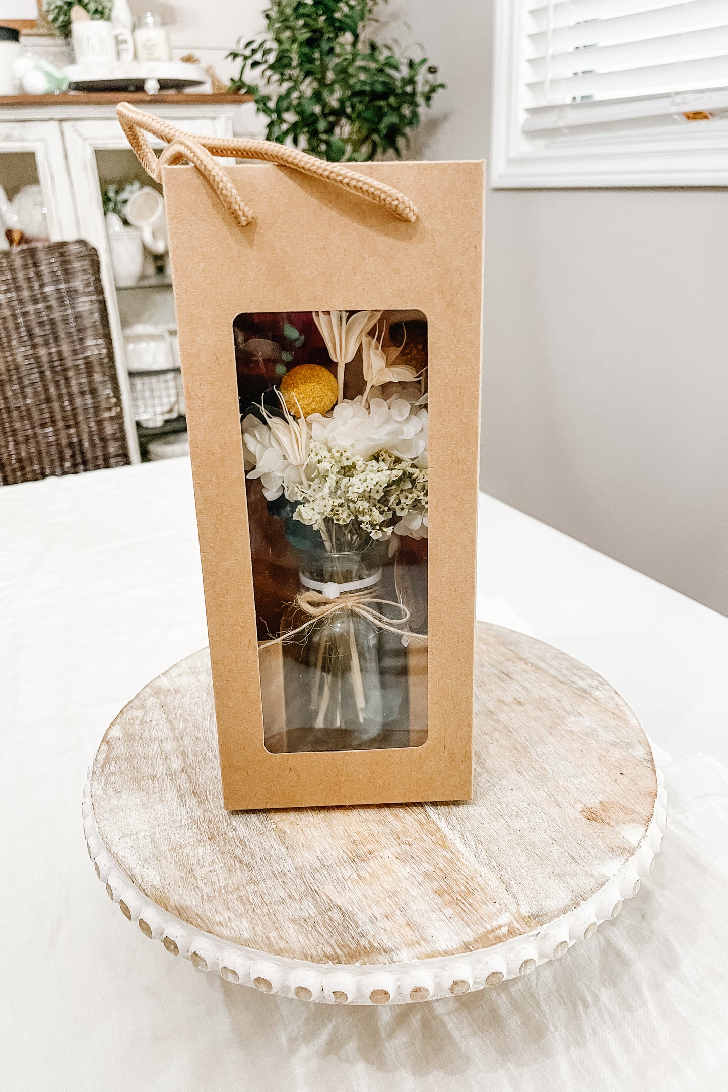 Fall Dried Floral Arrangement - White / Yellow - The Scented Market     