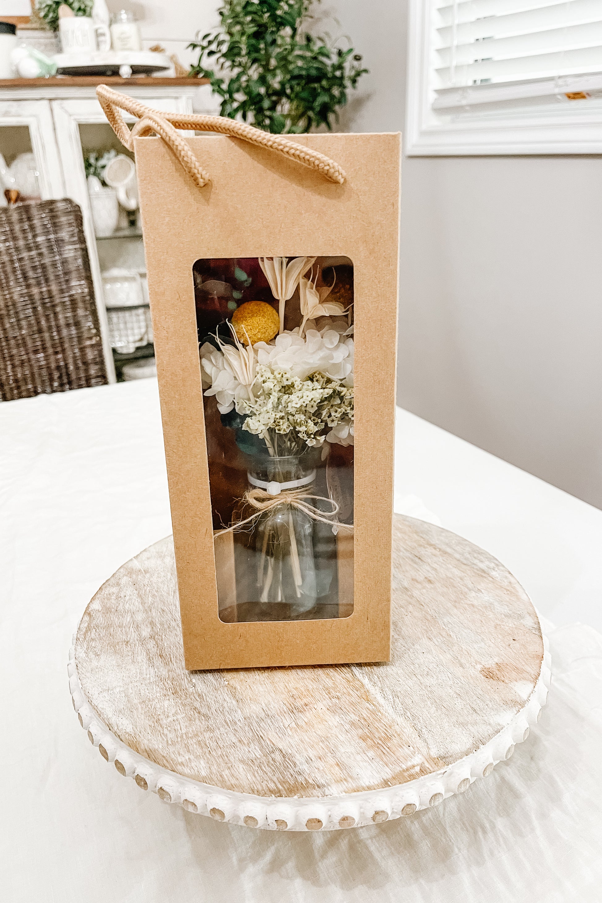 Fall Dried Floral Arrangement - White / Yellow - The Scented Market     