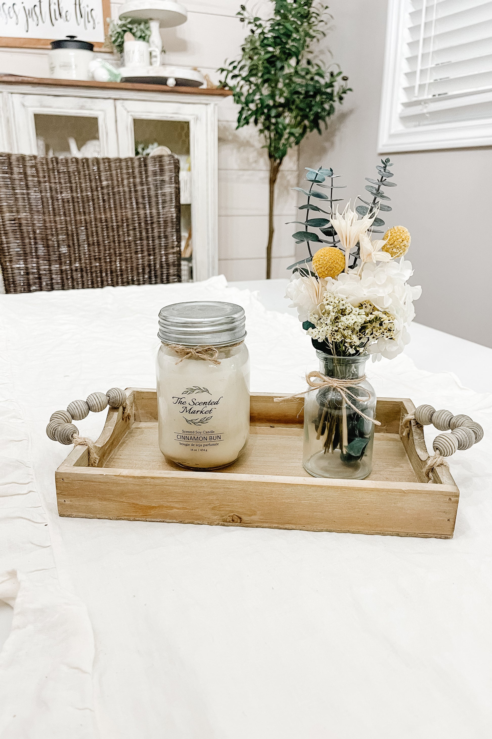 Fall Dried Floral Arrangement - White / Yellow - The Scented Market     