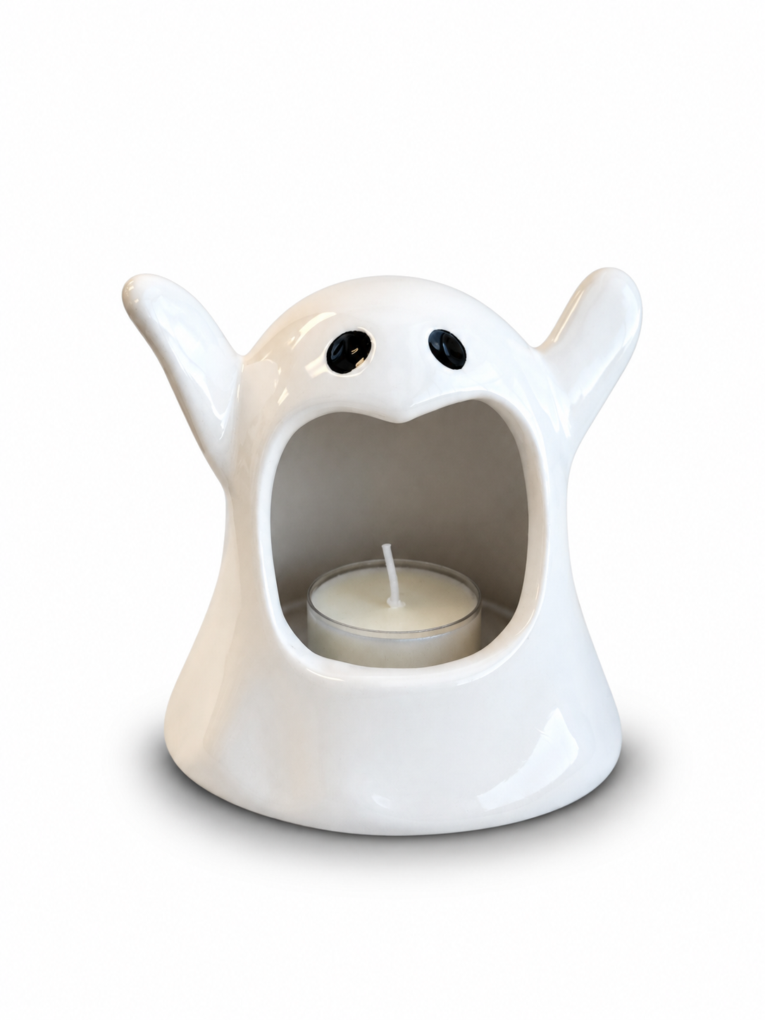 Ghost Tea Light Holder with Apple Crumble Tea Light
