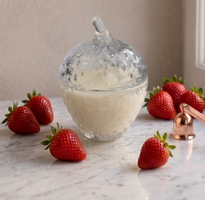 Glass Strawberry Soy Wax Candle 5 oz