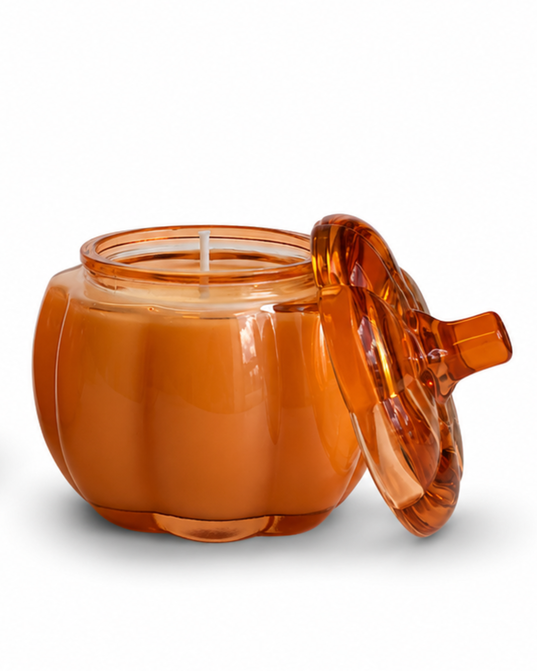 ORANGE Small Glass Pumpkin Soy Wax Candle | PUMPKIN SPICE CAKE