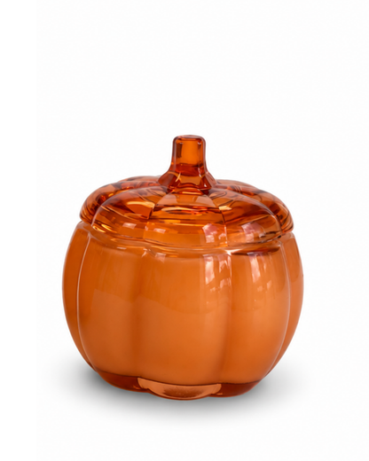 ORANGE Small Glass Pumpkin Soy Wax Candle | PUMPKIN SPICE CAKE