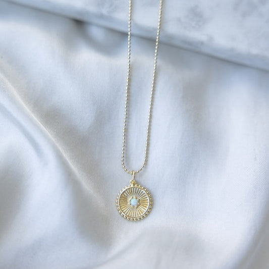 Necklace - Gold Circle Opalite