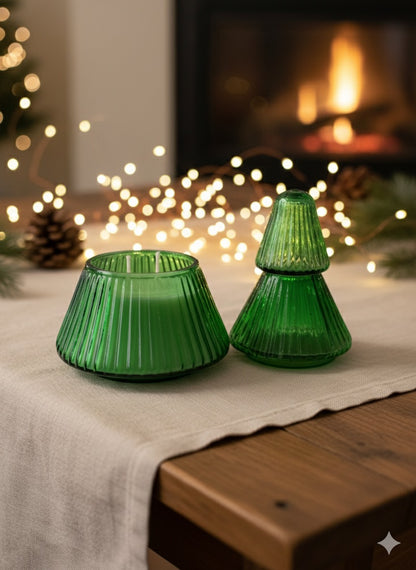 Green Glass Christmas Tree Soy Wax Candle 14 oz - O'CHRISTMAS TREE - The Scented Market  Candles   