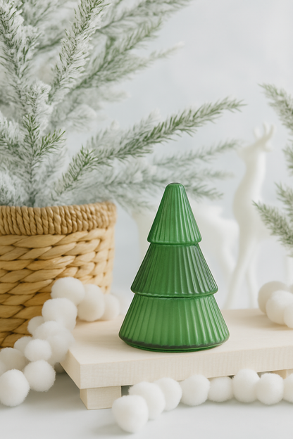 Green Glass Christmas Tree Soy Wax Candle 14 oz - O'CHRISTMAS TREE - The Scented Market  Candles   