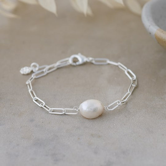 Single Pearl Silver Bracelet