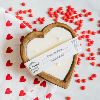 Handcrafted Heart-Shaped 3-Wick Dough Bowl Candle - Hearts Desire - The Scented Market     
