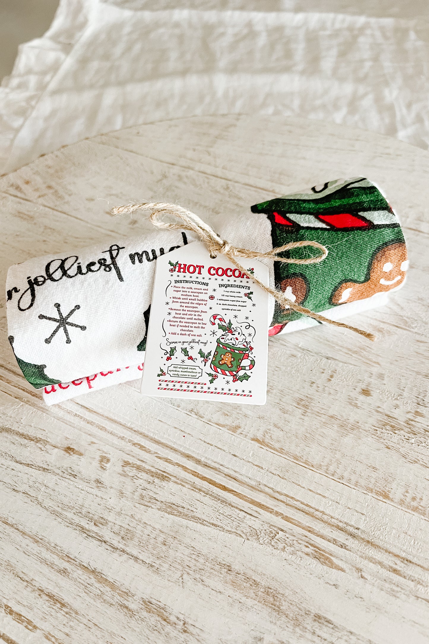 Hot Cocoa Tea Towel with Recipe - The Scented Market     