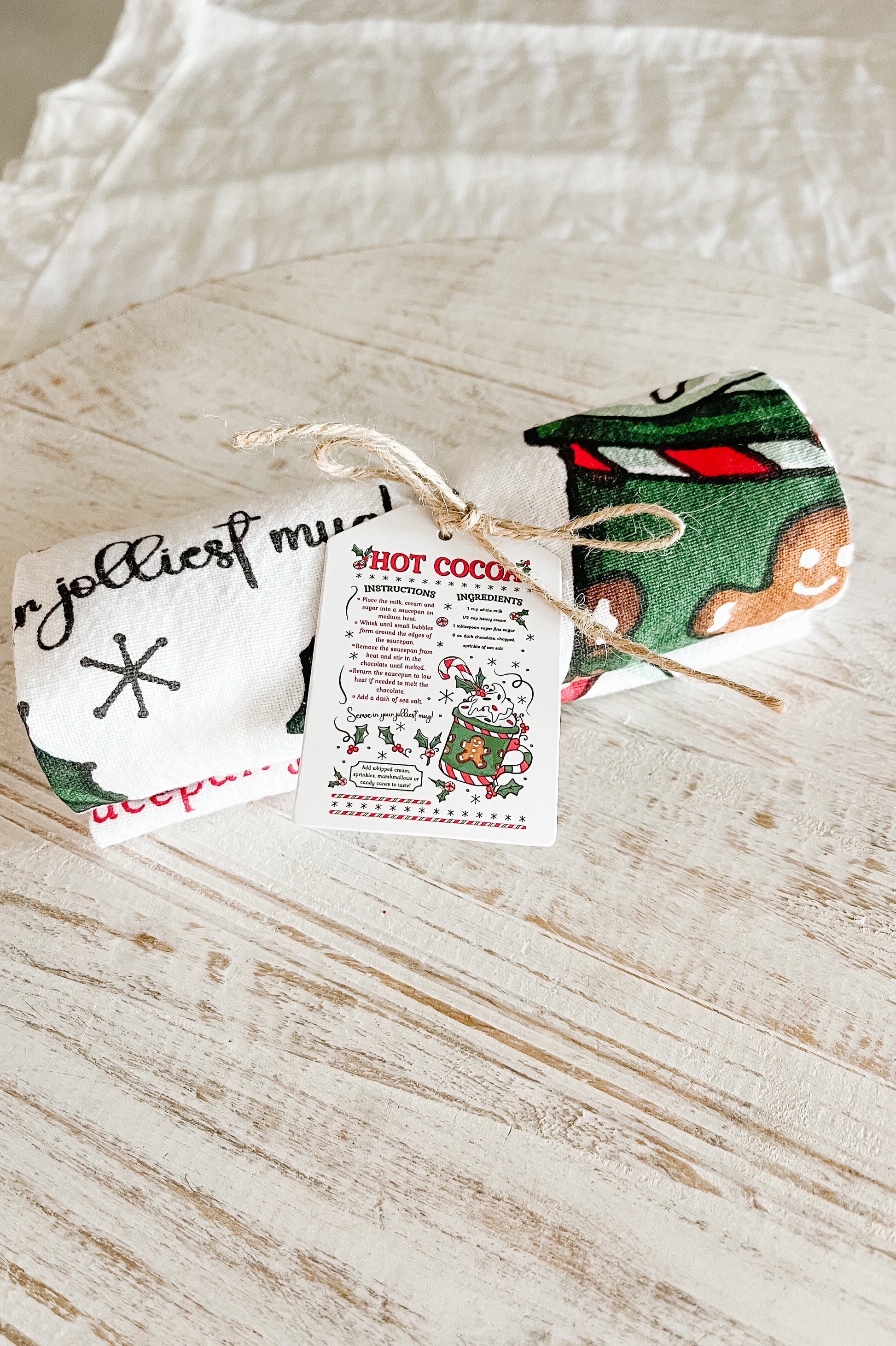 Hot Cocoa Tea Towel with Recipe - The Scented Market     