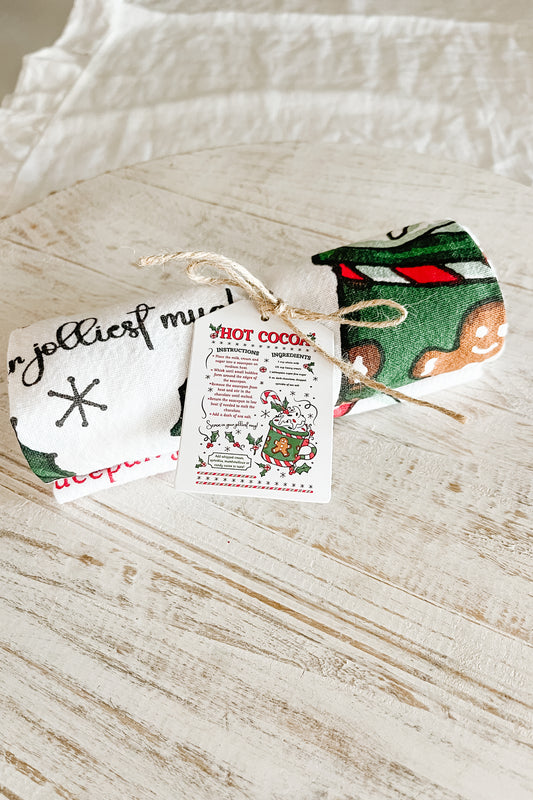Hot Cocoa Tea Towel with Recipe - The Scented Market     