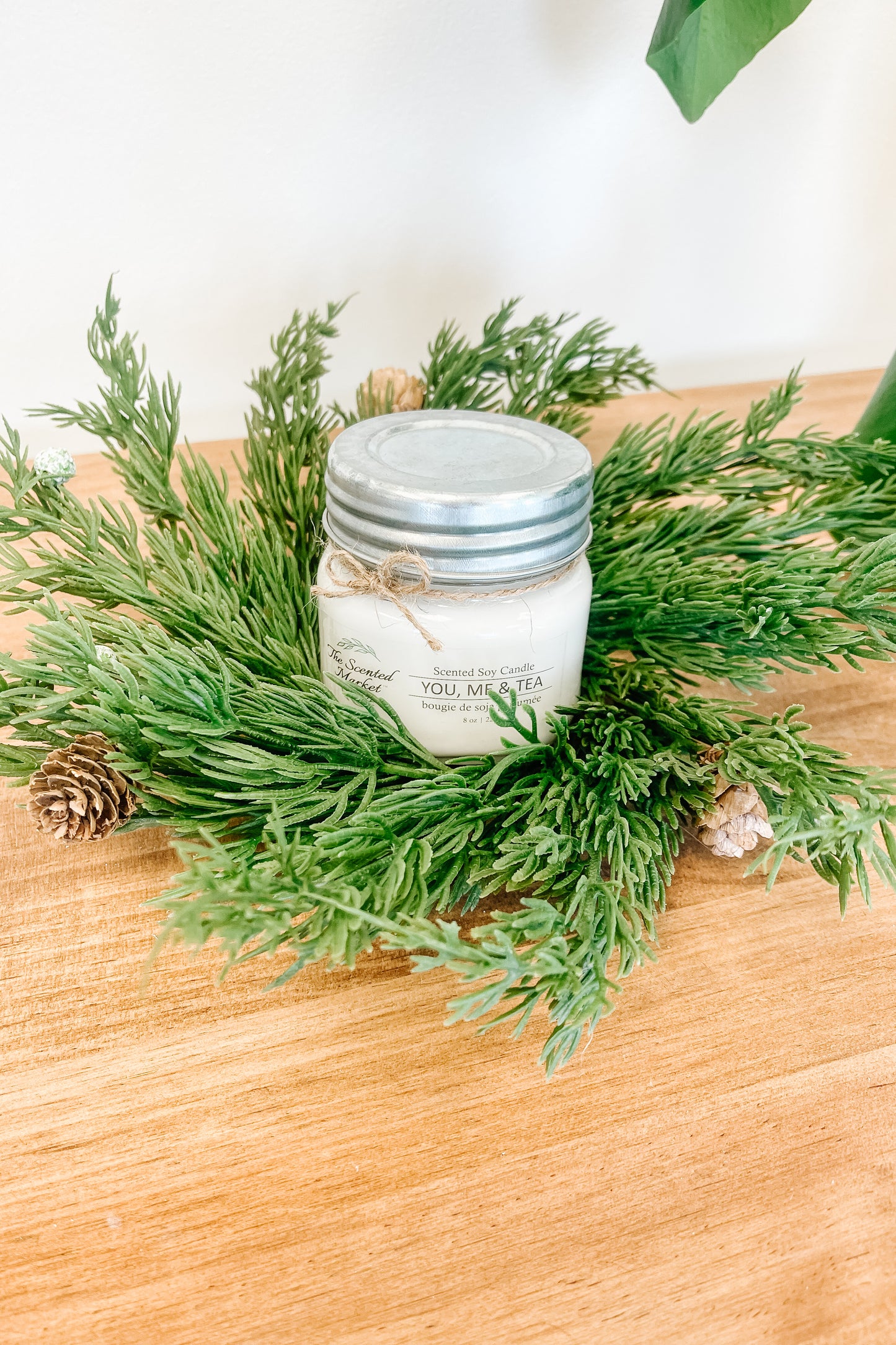 Evergreen Pine Cone Candle Wreath