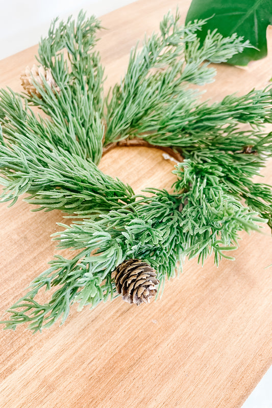 Evergreen Pine Cone Candle Wreath