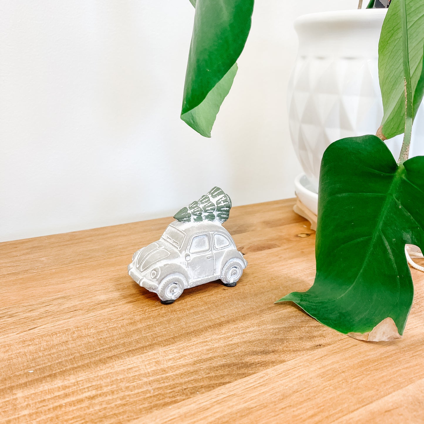 Concrete Car with Green Tree