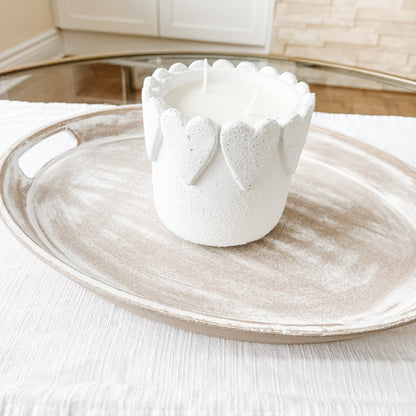 Ceramic Heart Candle – White Heart Vessel with 2 Wicks