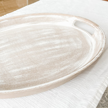 Oval Whitewashed Wood Tray – Decorative Serving & Display Tray