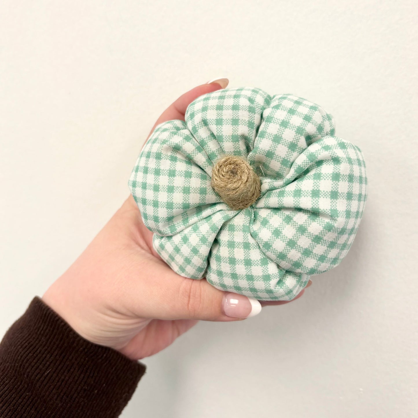 Fabric Pumpkin - Green & White Checkered