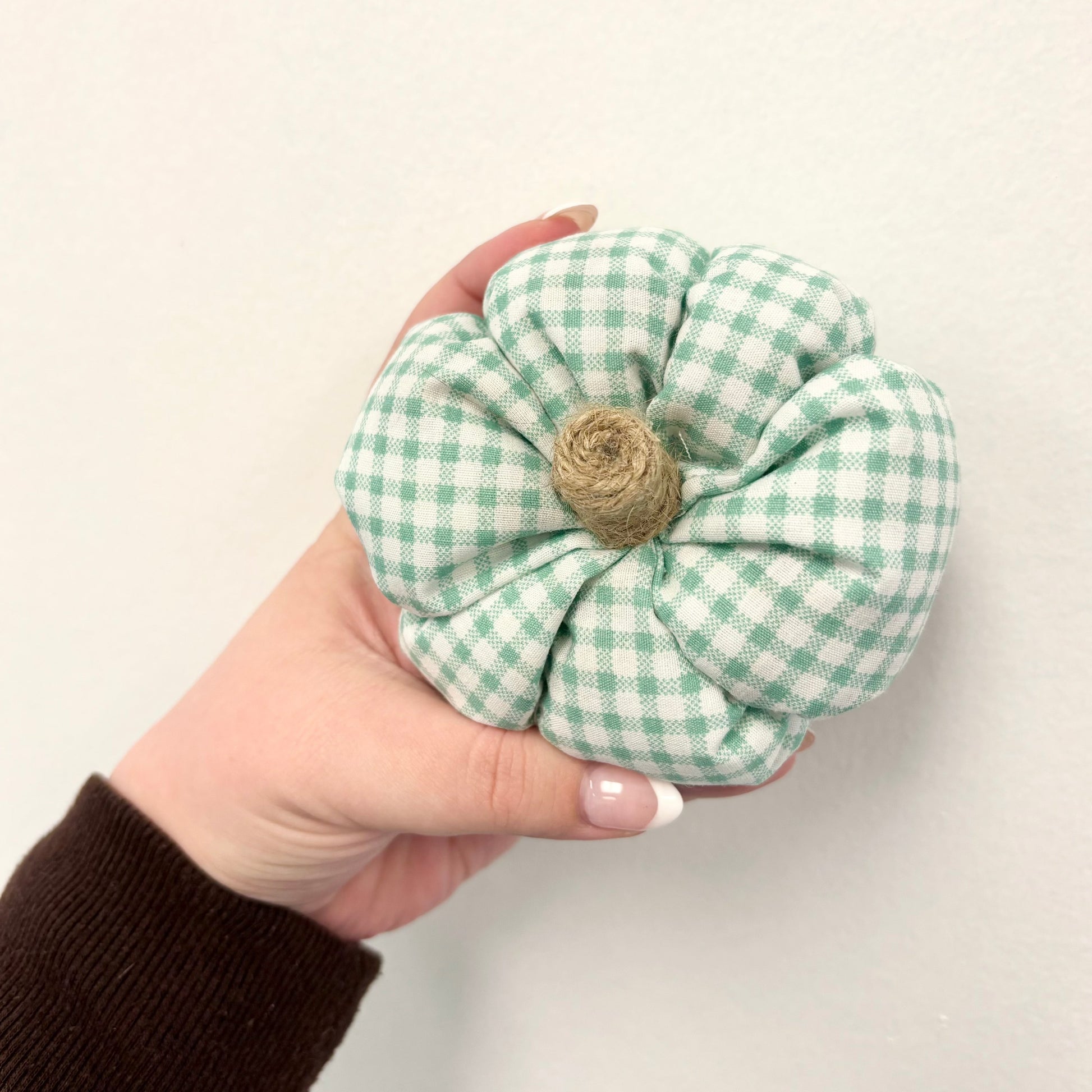 Fabric Pumpkin - Green & White Checkered - The Scented Market 