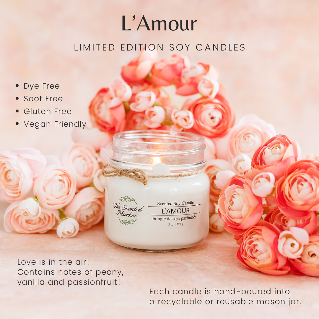 L'AMOUR Soy Wax Candle 8 oz - Scent of February