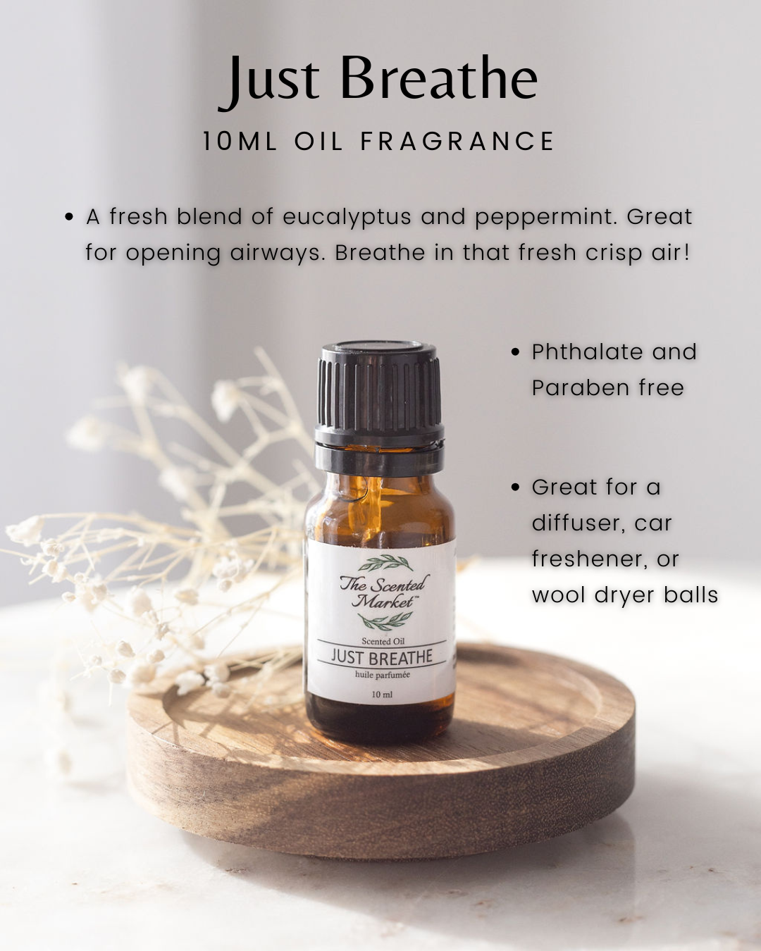 JUST BREATHE Oil Fragrance – Long-Lasting, Scented Oils for Home and Personal Use