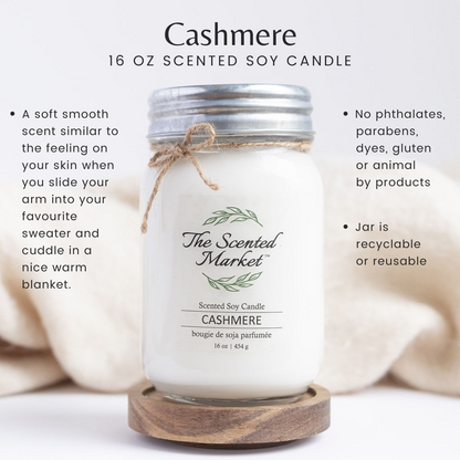 Bougie de cire de soja CASHMERE 16 oz