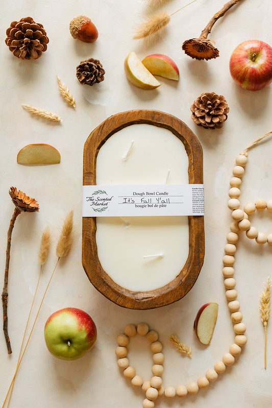 It’s Fall Y’all Oval Dough Bowl Soy Candle – Apple Cider Scent - The Scented Market  Candles   