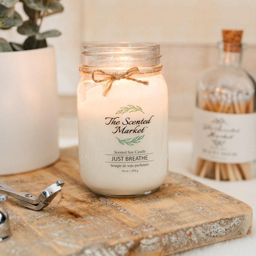 JUST BREATHE Soy Wax Candle 16 oz - The Scented Market  Candles   