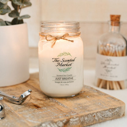 JUST BREATHE Soy Wax Candle 16 oz - The Scented Market  Candles   