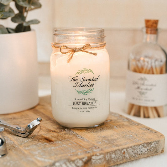 JUST BREATHE Soy Wax Candle 16 oz - The Scented Market  Candles   