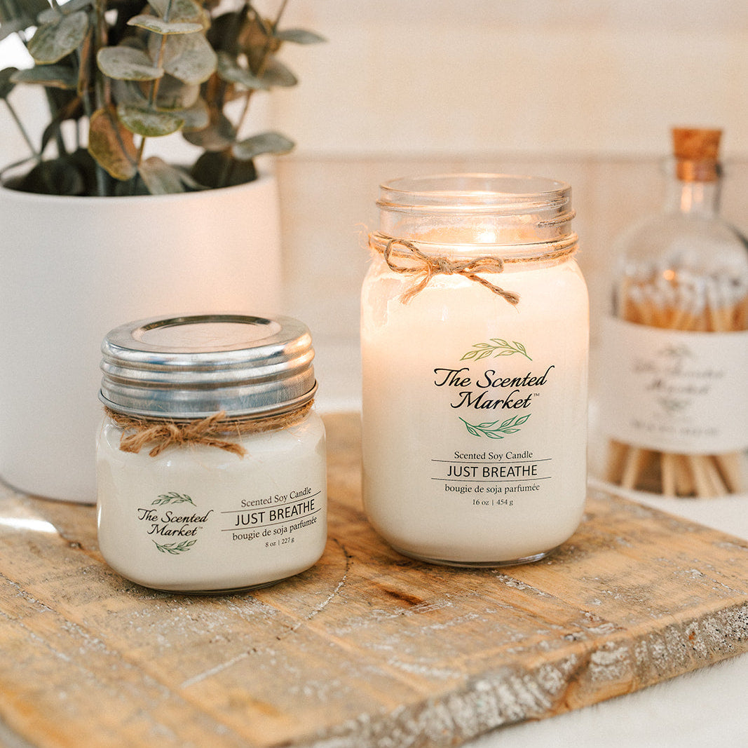 JUST BREATHE Soy Wax Candle 8 oz - The Scented Market Candles