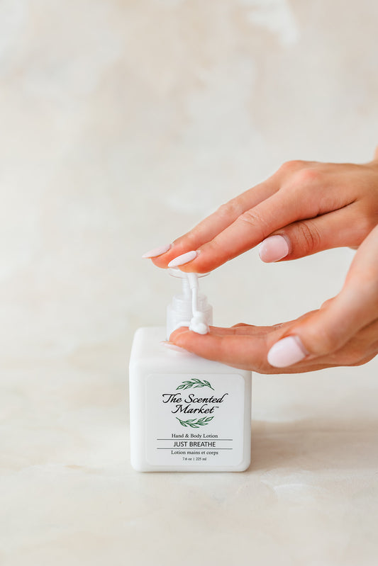 Just Breathe Hand and Body Lotion – Refreshing and Hydrating - The Scented Market  Lotion & Moisturizer   
