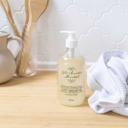 Just Breathe Scented Hand Soap – Refreshing, Moisturizing, and Invigorating - The Scented Market  Liquid Hand Soap   