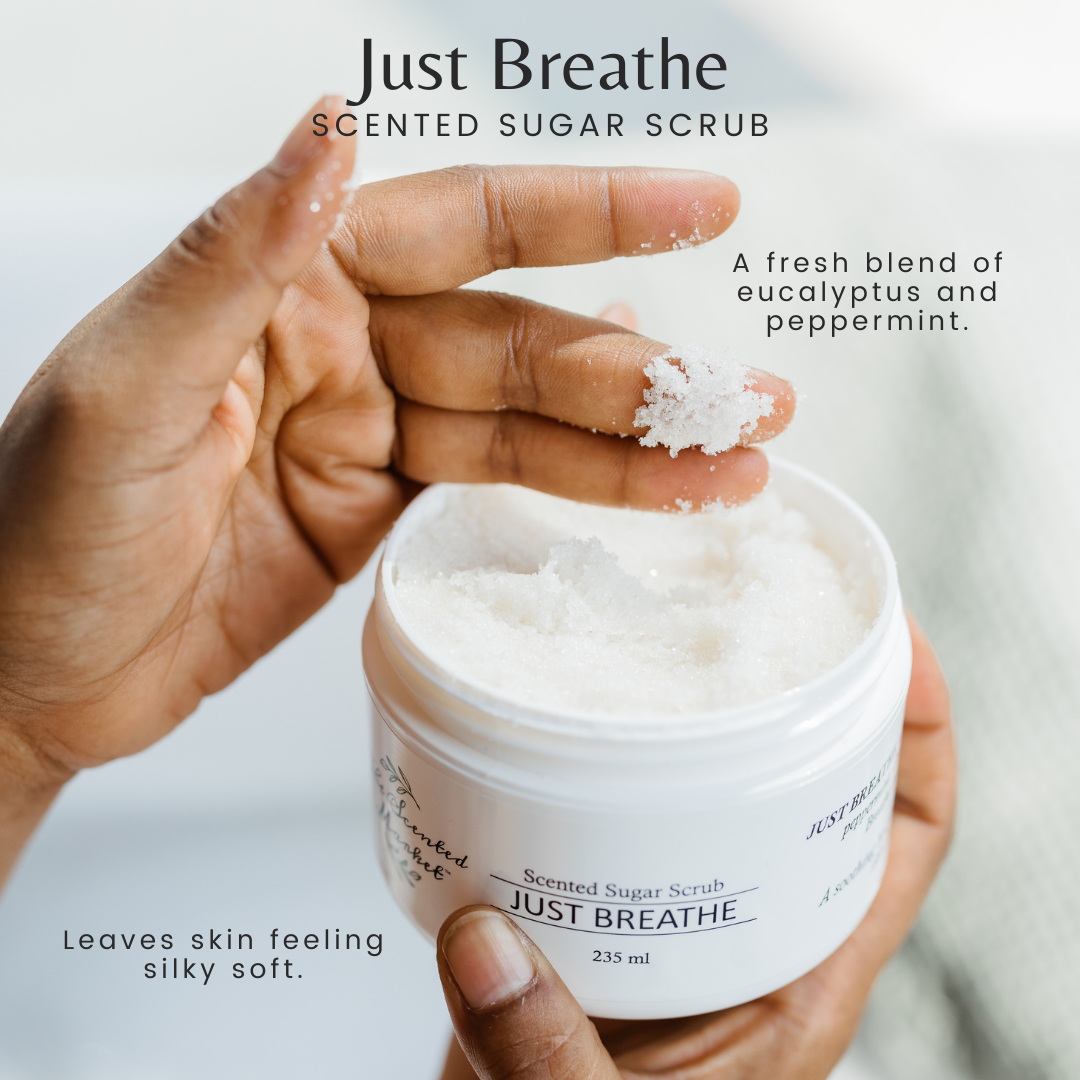 Just Breathe Scented Sugar Scrub: Luxurious Exfoliating Body Scrub for Silky Soft Skin - The Scented Market  Skin Care   