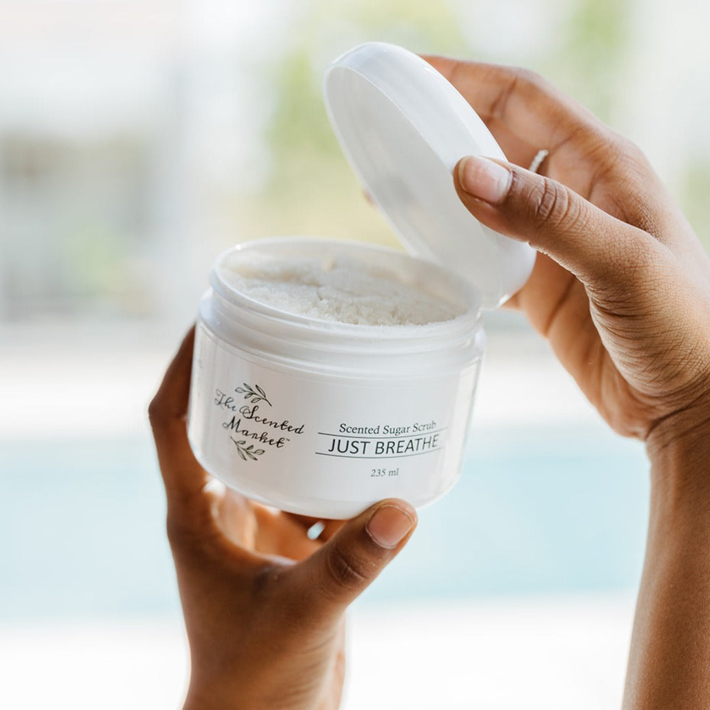 Just Breathe Scented Sugar Scrub: Luxurious Exfoliating Body Scrub for Silky Soft Skin - The Scented Market  Skin Care   