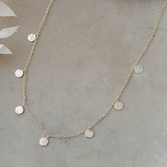 Necklace - Gold Hammered Circles