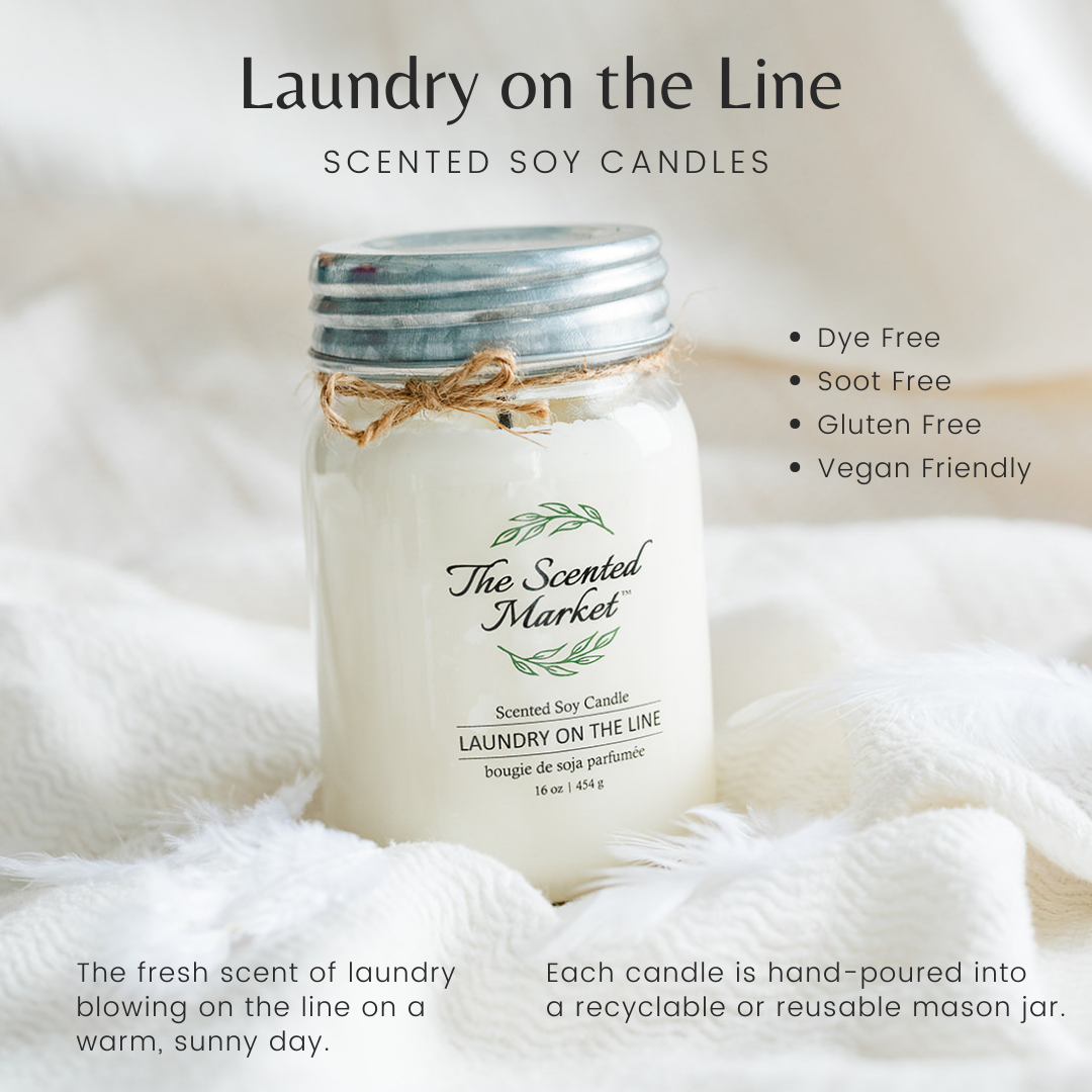 LAUNDRY ON THE LINE Soy Wax Candle 16 oz - The Scented Market  Candles   