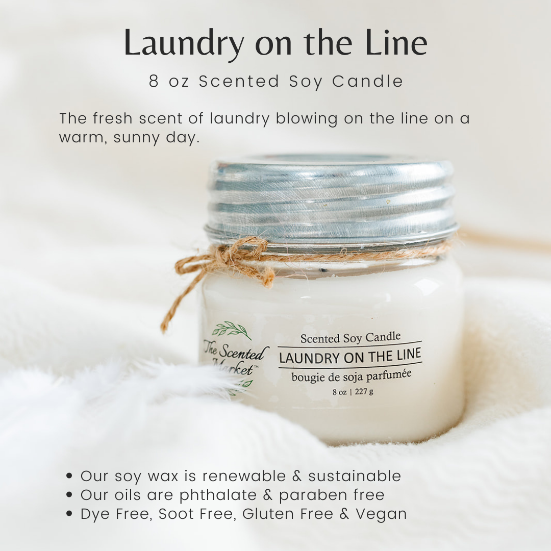 LAUNDRY ON THE LINE Soy Wax Candle 8 oz - The Scented Market  Candles   