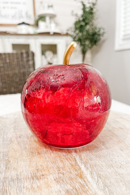 LED Light Up Glass Apple - Red - The Scented Market     