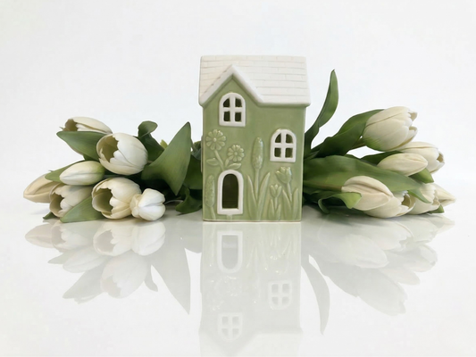 Ceramic LED House - Spring Green