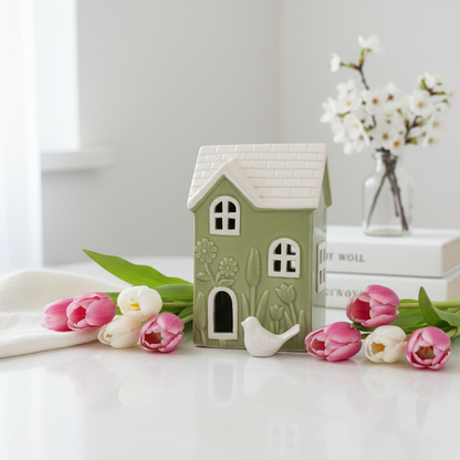 Ceramic LED House - Spring Green