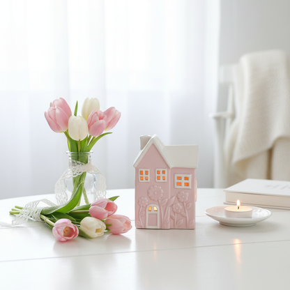 Ceramic LED House - Soft Pink