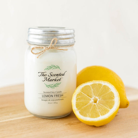 LEMON FRESH Soy Wax Candle 16 oz - The Scented Market  Candles   